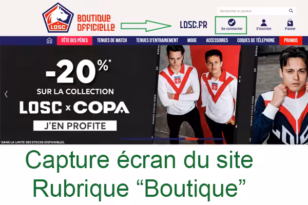 Accéder à mon compte sur la boutique losc en ligne