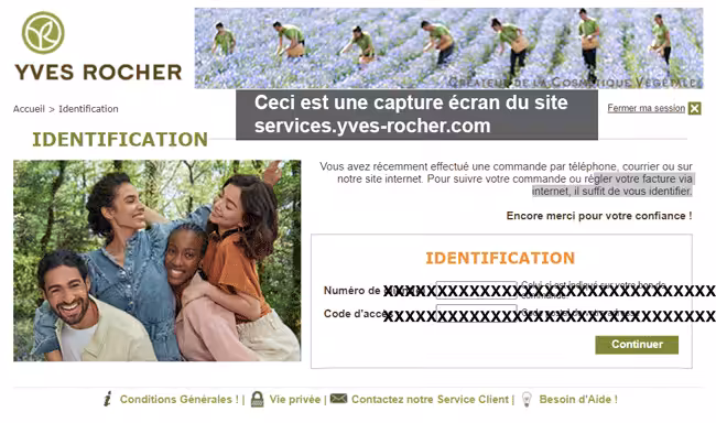 services.yves-rocher.com suivi de commande et paiement factures en ligne