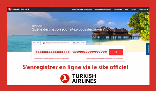 S'enregistrer en ligne via le site officiel Turkish Airlines