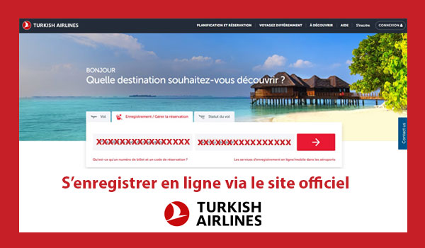 S'enregistrer en ligne via le site officiel Turkish Airlines