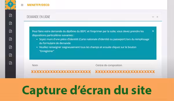 Remplir le formulaire de demande du diplôme du BEPC en ligne
