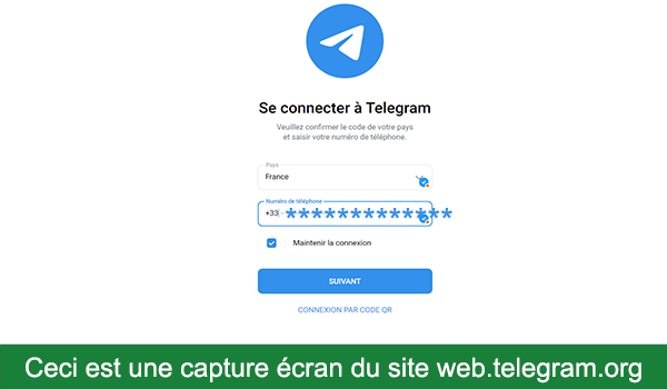 Login Telegram web en français