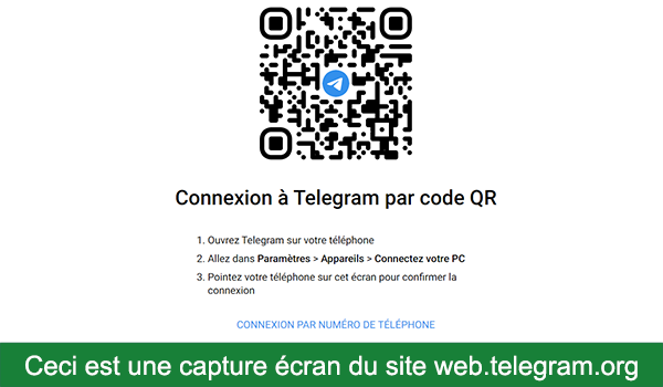 Connexion au compte web Telegram