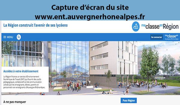 Site web www.ent.auvergnerhonealpes.fr