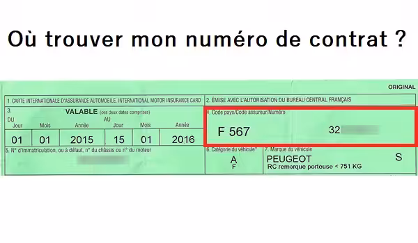 Où trouver le numéro de contrat d’assurance sur la carte verte ? 